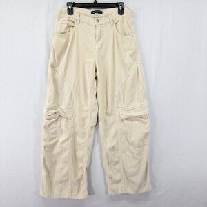 Urban Outfitters BDG Pants Corduroy Size 29 Cargo Wide Leg Baggy Yellow Ivory